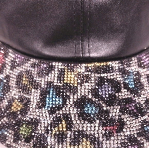 Vera New York Multi Leopard Rhinestone Faux Leather Cap - Picture 3 of 3